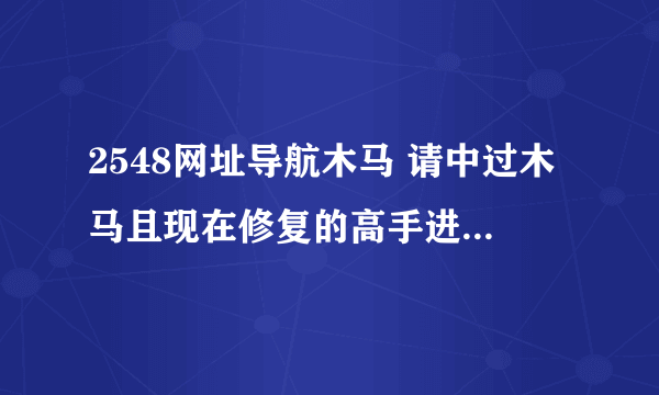 2548网址导航木马 请中过木马且现在修复的高手进来告诉我该怎么弄  别说360   没作用