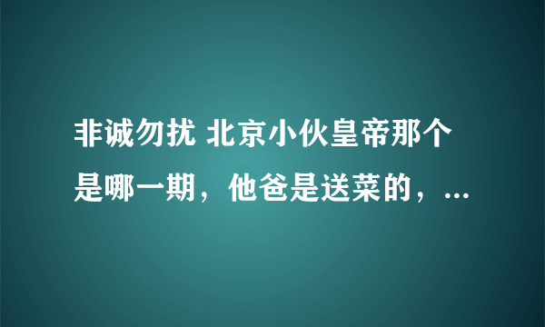 非诚勿扰 北京小伙皇帝那个是哪一期，他爸是送菜的，后来被全灭灯了！请详细的说一下谢谢