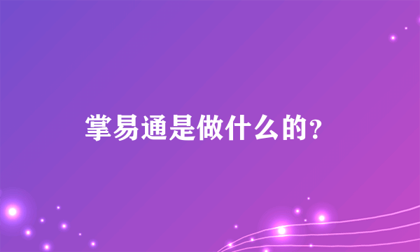 掌易通是做什么的？