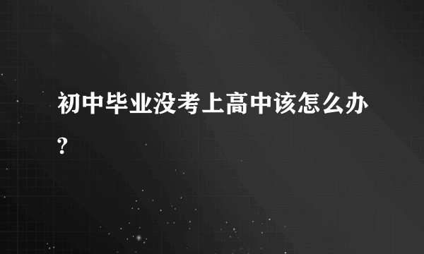 初中毕业没考上高中该怎么办?