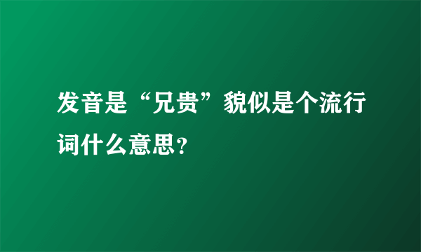 发音是“兄贵”貌似是个流行词什么意思？