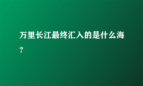 万里长江最终汇入的是什么海？