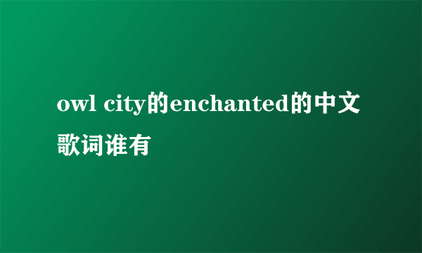 owl city的enchanted的中文歌词谁有