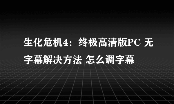 生化危机4：终极高清版PC 无字幕解决方法 怎么调字幕