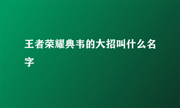 王者荣耀典韦的大招叫什么名字