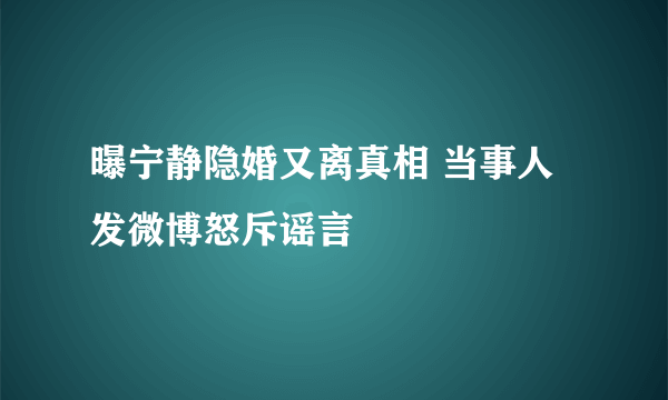 曝宁静隐婚又离真相 当事人发微博怒斥谣言