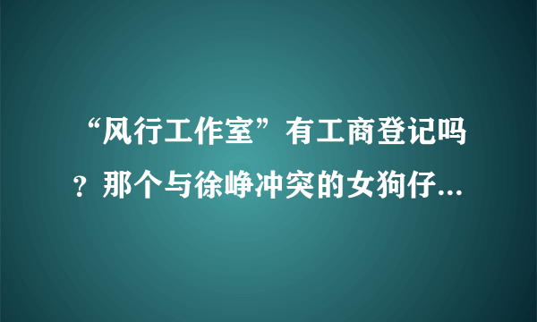 “风行工作室”有工商登记吗？那个与徐峥冲突的女狗仔是否有买社保？在哪申报个税？