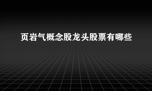 页岩气概念股龙头股票有哪些