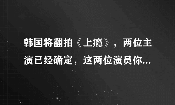 韩国将翻拍《上瘾》，两位主演已经确定，这两位演员你都了解吗？