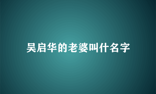 吴启华的老婆叫什名字