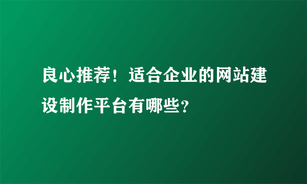 良心推荐！适合企业的网站建设制作平台有哪些？