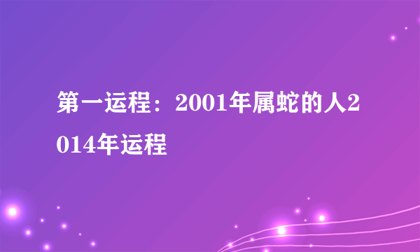 第一运程：2001年属蛇的人2014年运程