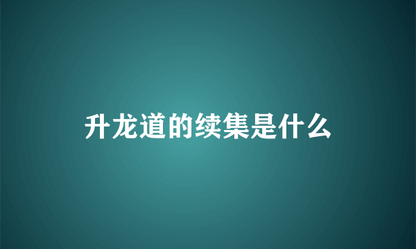 升龙道的续集是什么