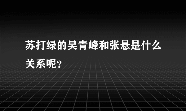 苏打绿的吴青峰和张悬是什么关系呢？