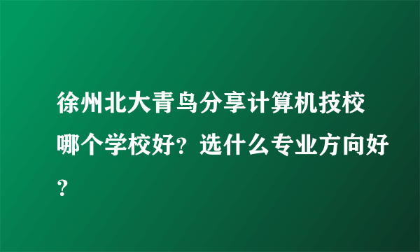 徐州北大青鸟分享计算机技校哪个学校好？选什么专业方向好？