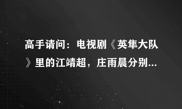 高手请问：电视剧《英隼大队》里的江靖超，庄雨晨分别是谁演的啊？谢谢了！