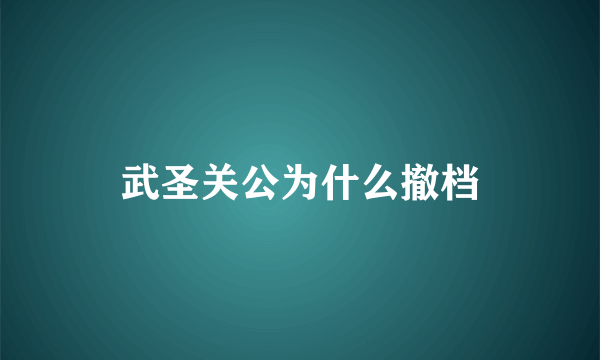 武圣关公为什么撤档