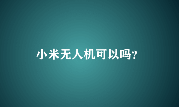 小米无人机可以吗？