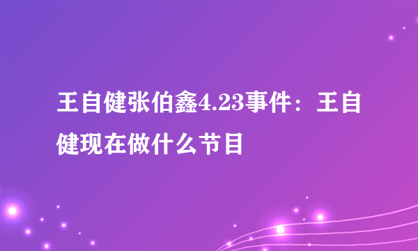 王自健张伯鑫4.23事件：王自健现在做什么节目