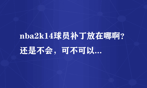 nba2k14球员补丁放在哪啊？还是不会，可不可以远程协助