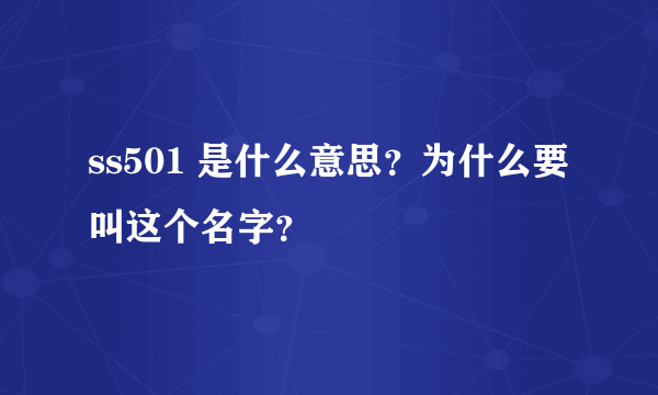 ss501 是什么意思？为什么要叫这个名字？