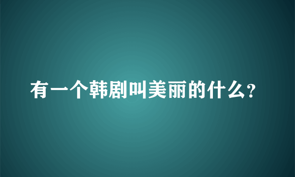 有一个韩剧叫美丽的什么？