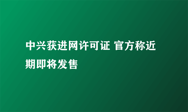 中兴获进网许可证 官方称近期即将发售