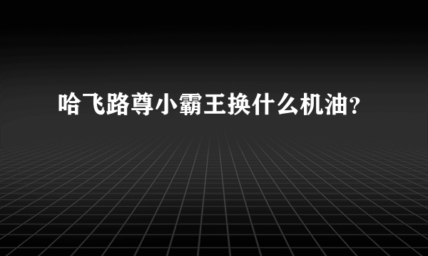 哈飞路尊小霸王换什么机油？