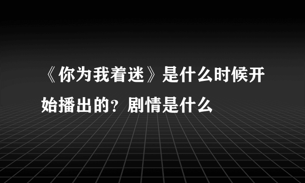 《你为我着迷》是什么时候开始播出的？剧情是什么