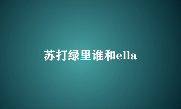 苏打绿里谁和ella