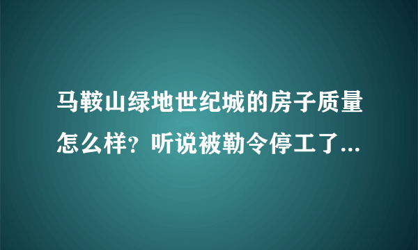 马鞍山绿地世纪城的房子质量怎么样？听说被勒令停工了。。。。。求真相。。。。。