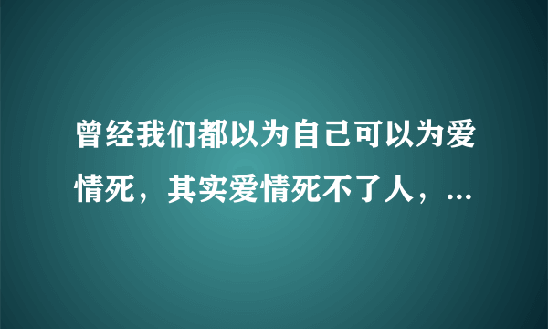 曾经我们都以为自己可以为爱情死，其实爱情死不了人，它只会在最疼的地方扎上一针，然后我们欲哭无泪，我