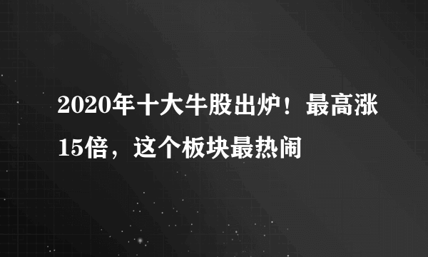 2020年十大牛股出炉！最高涨15倍，这个板块最热闹