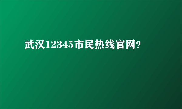 武汉12345市民热线官网？