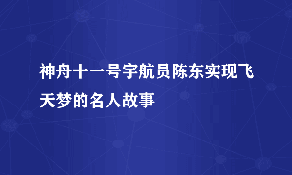 神舟十一号宇航员陈东实现飞天梦的名人故事