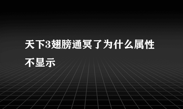 天下3翅膀通冥了为什么属性不显示