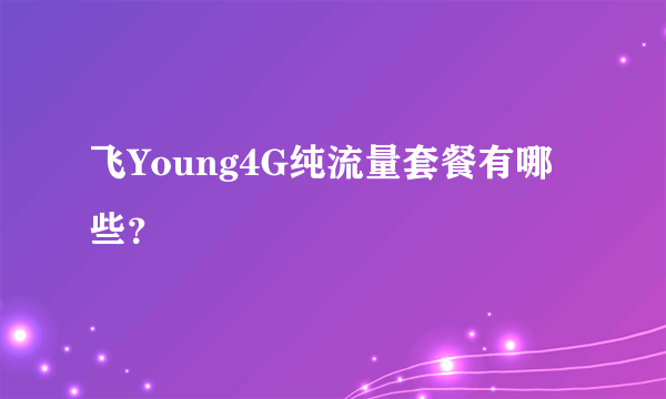 飞Young4G纯流量套餐有哪些？