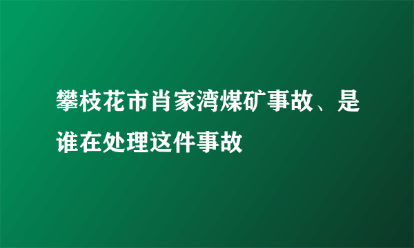 攀枝花市肖家湾煤矿事故、是谁在处理这件事故