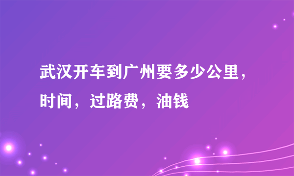 武汉开车到广州要多少公里，时间，过路费，油钱