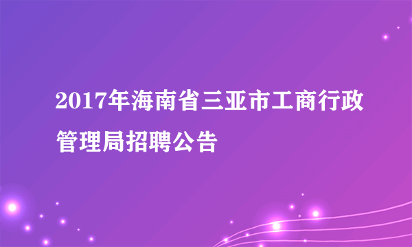 2017年海南省三亚市工商行政管理局招聘公告