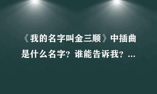 《我的名字叫金三顺》中插曲是什么名字？谁能告诉我？真的很好听啊~~