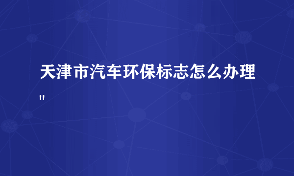 天津市汽车环保标志怎么办理