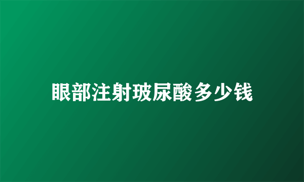 眼部注射玻尿酸多少钱