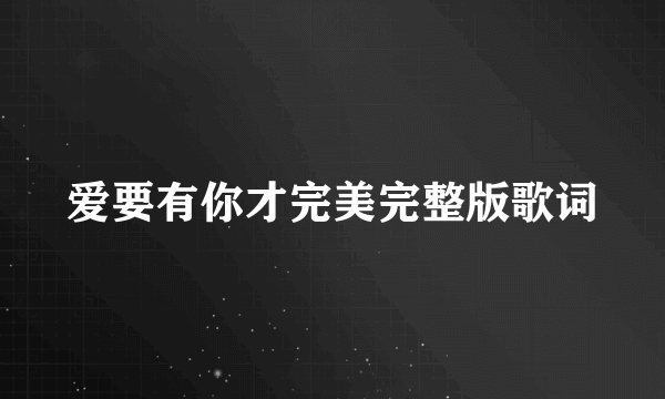 爱要有你才完美完整版歌词