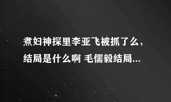 煮妇神探里李亚飞被抓了么，结局是什么啊 毛儒毅结局是怎样的