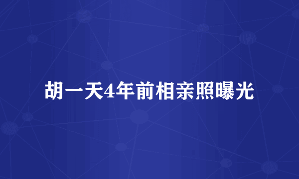 胡一天4年前相亲照曝光