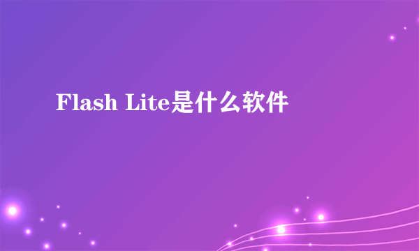 Flash Lite是什么软件