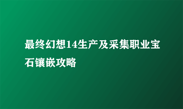 最终幻想14生产及采集职业宝石镶嵌攻略