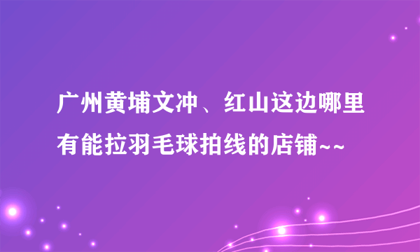 广州黄埔文冲、红山这边哪里有能拉羽毛球拍线的店铺~~