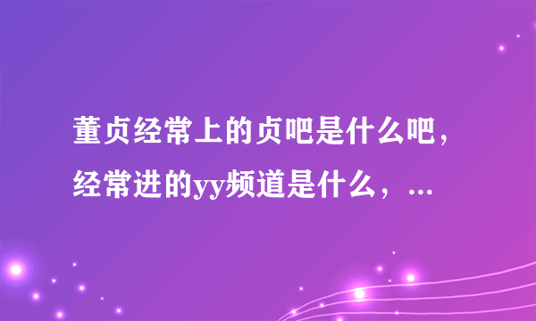 董贞经常上的贞吧是什么吧，经常进的yy频道是什么，谁知知道